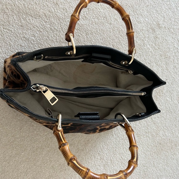 Gucci Bamboo handle Pony hair Leopard Shopper Tote - Picture 10 of 15